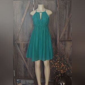 Esley Green Ruched Halter Sundress